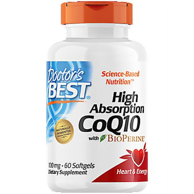 Doctor'S Best High Absorption Coq10 with Bioperine, Gluten Free, Naturally Fermented, Heart Health and Energy Production, 100 Mg, 60 Softgels