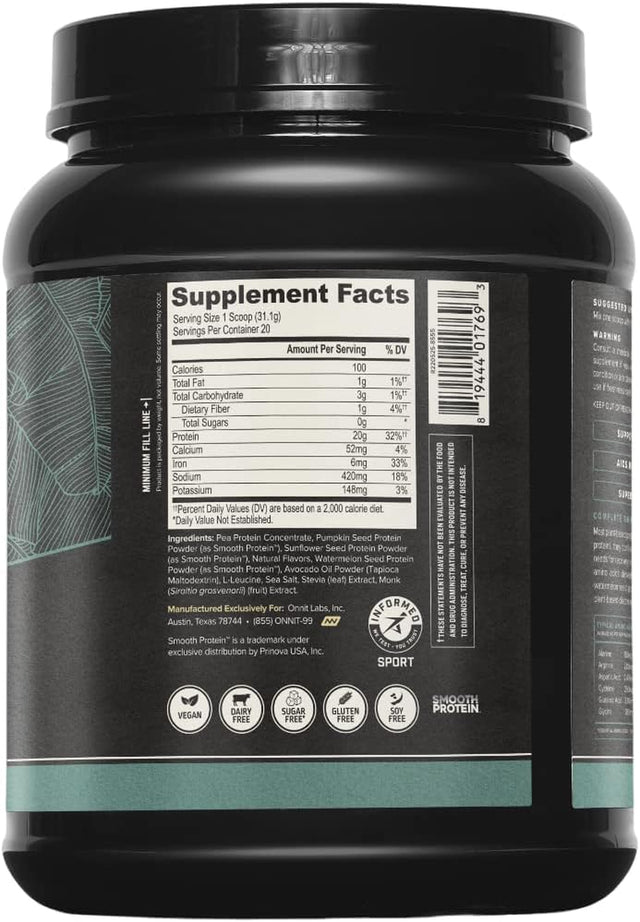 ONNIT Plant-Based Protein - Vanilla (20 Servings Tub)