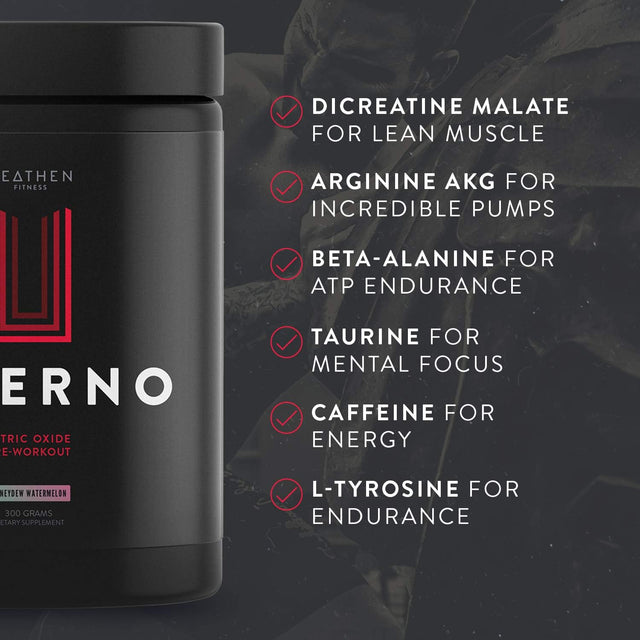 New. Inferno Nitric Oxide Pre-Workout Powder, 175 Mg of Caffeine, 450 Mg of Energy/Focus/Endurance Matrix, Honeydew Watermelon, 30 Servings