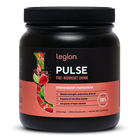 Legion Pulse Pre Workout Supplement - Best Nitric Oxide Preworkout Drink for Men and Women. Strawberry Margarita, 20 Servings.