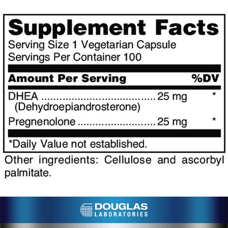 Douglas Laboratories DHEA plus | 25 Mg DHEA plus Pregnenolone to Support Immune Health, Brain, Bones, Energy Metabolism, and Blood Lipid Metabolism* | 100 Capsules