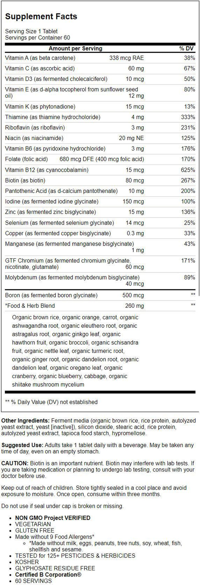 Megafood Men'S 40+ One Daily Multivitamin 60 Tabs