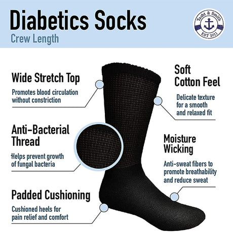 Yacht & Smith Men and Women Value Pack of Ring Spun Cotton Crew Diabetic, Nephropathy Socks