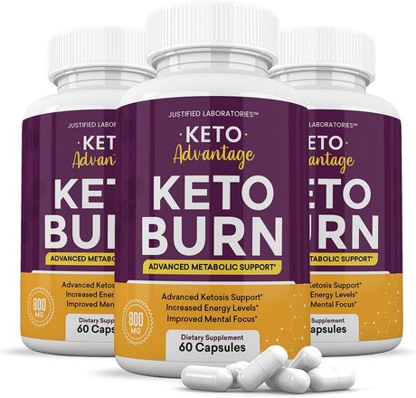 (3 Pack) Keto Advantage Keto Burn Pills Includes Apple Cider Vinegar Gobhb Exogenous Ketones Advanced Ketogenic Supplement Ketosis Support for Men Women 180 Capsules