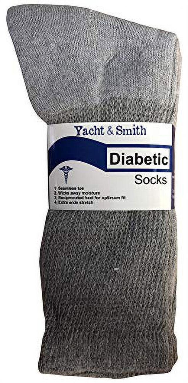 Yacht & Smith King Size Loose Fit Non-Binding Soft Cotton Diabetic Crew & Ankle Socks, Bulk Value Pack