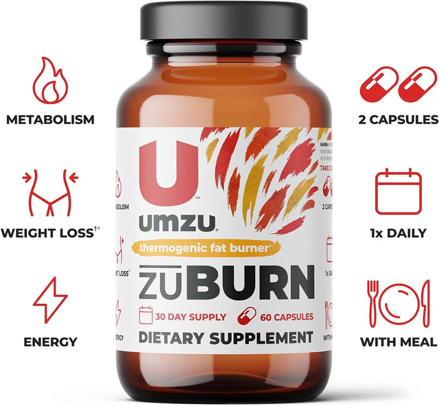 UMZU Zuburn - Thermogenic Supplement to Support Metabolism and Energy, Thermogenic Fat Burner, Blend of Vitamins and Caffeine - (30 Day Supply 60 Capsules)