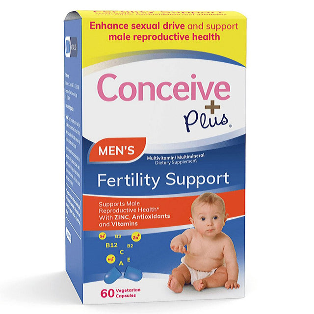 CONCEIVE plus Fertility Supplements for Men | 30-Day Supply | Zinc, Folate, Maca Root, Selenium | Semen Volumizer | Male Fertility Support Pills (60 Capsules)