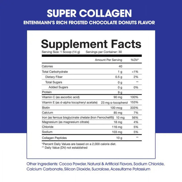 Obvi Entenmann'S Collagen Peptides, Protein Powder, Hydrolyzed Grass-Fed Bovine Collagen Peptides, Supports Gut Health, Healthy Hair, Skin, Nails (Chocolate Donut, 30 Servings)