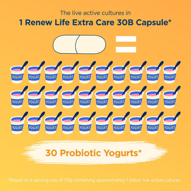 Renew Life Ultimate Flora Adult Extra Care Health & Wellness Probiotic 30 Billion CFU, 30 Capsules