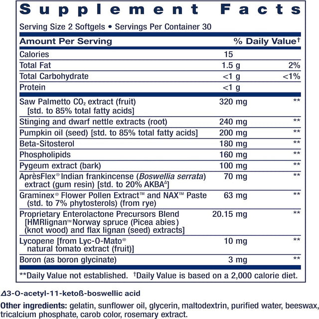 Life Extension Ultra Prostate Formula, Saw Palmetto for Men, Pygeum, Stinging Nettle Root, Lycopene, 11 Nutrients for Prostate Function, Non-Gmo, Gluten-Free, 60 Softgels