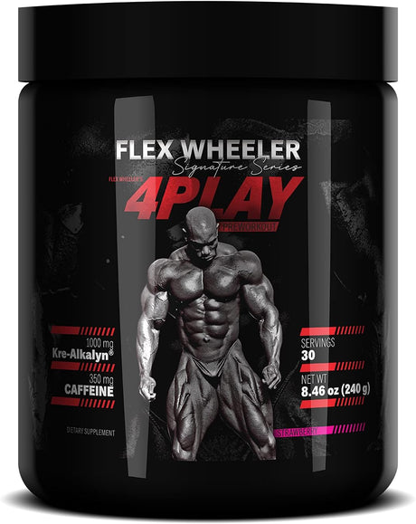 Signature Series 4Play, Preworkout Supplement Powder for Weight Loss, Energy Booster with Kre-Alkalyn Creatine Monohydrate, Caffeine, Strength & Muscle Builder (30 Serving, Strawberry)