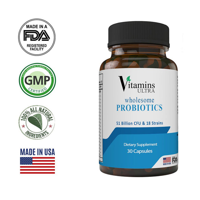 Vitamins Ultra Wholesome Probiotics 51 Billion CFU and 18 Strains for Women Men