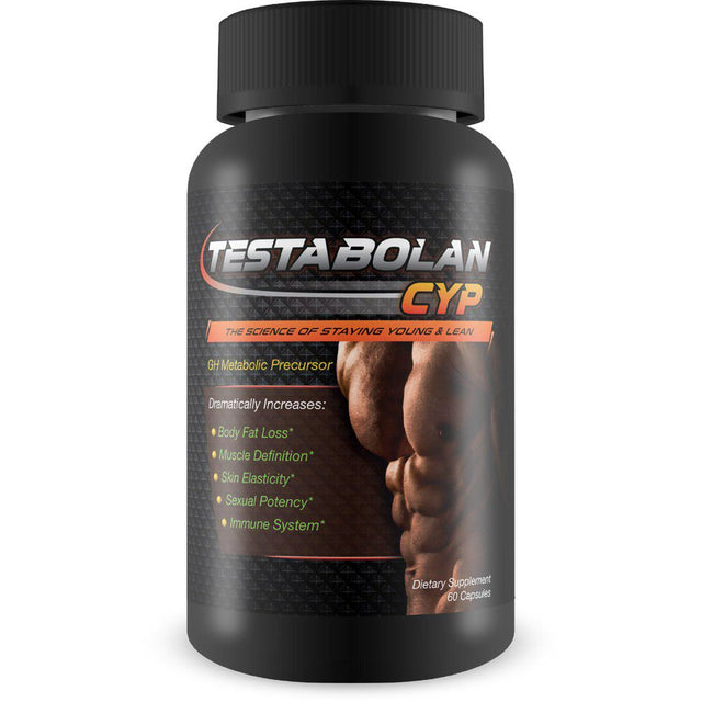 Testabolan Cyp- Natural Testosterone Booster- Promotes Body Fat Loss, Muscle Definition, Skin Elasticity, Immune System- Dietary Supplement 60 Capsules