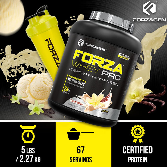 Forzagen Low Carb Whey Protein Powder Vanilla Flavored, Lean Protein Powder 5Lbs for Men & Women, 24G of Protein, No Sugar Added, Proteina Whey Protein Vanilla 5 Pounds