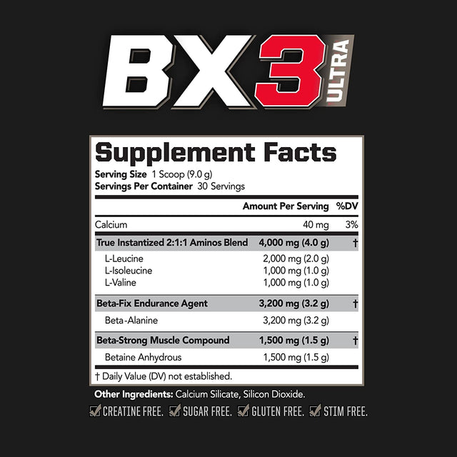 PMD Sports BX3 Ultra Muscle-Building Powder – Beta-Alanine, Bcaas, Betaine Anhydrous – Boost Endurance and Stamina, Increase Strength, Pumps, Build Lean Mass, Enhance Recovery– Unflavored–30 Servings