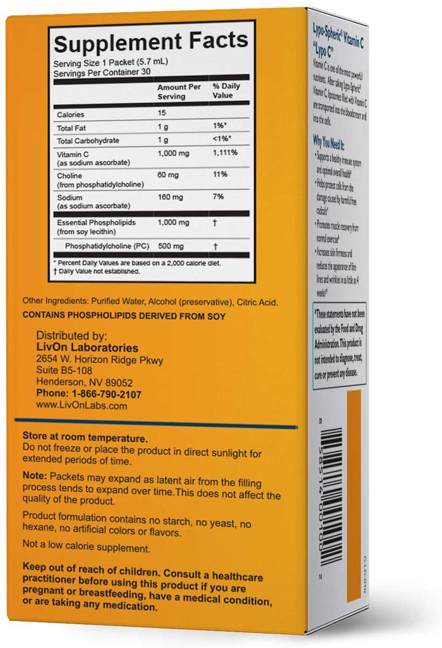 Lypo-Spheric Vitamin C - 30-Packet Carton by Livon Labs