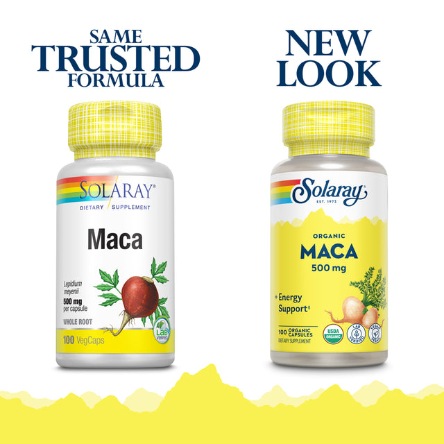 Solaray Maca Root 500 Mg | Healthy Balance, Energy, Vitality & Libido Support | 100 Vegcaps