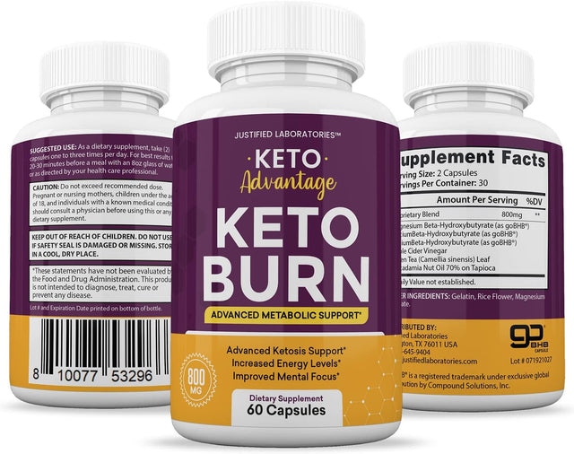 (3 Pack) Keto Advantage Keto Burn Pills Includes Apple Cider Vinegar Gobhb Exogenous Ketones Advanced Ketogenic Supplement Ketosis Support for Men Women 180 Capsules