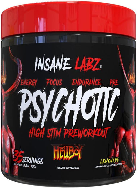 Insane Labz Hellboy Edition, High Stimulant Pre Workout Powder and NO Booster with Beta Alanine, L Citrulline, and Caffeine, Boosts Focus, Energy, Endurance, Nitric Oxide Levels, 35 Srvgs