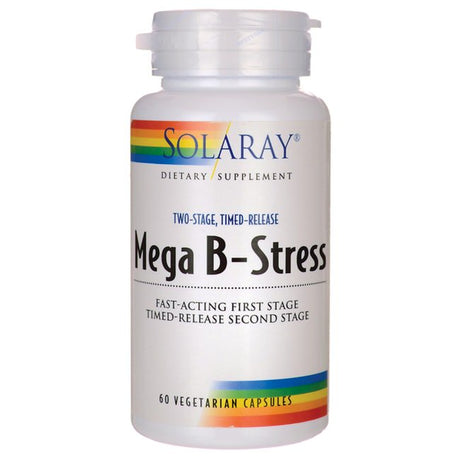 Solaray Mega Vitamin B-Stress, Two-Stage Timed-Release | Specially Formulated W/ B Complex Vitamins for Stress Support | Non-Gmo | Vegan | 60 Tabs