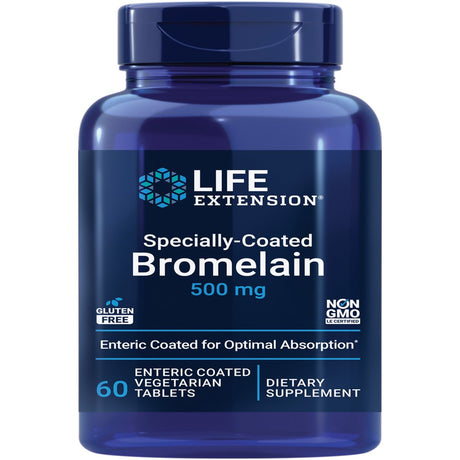 Life Extension Specially-Coated Bromelain, 500 Mg - Promotes Joint Health, Comfort & More - Gluten-Free, Non-Gmo - 60 Enteric-Coated Vegetarian Tablets