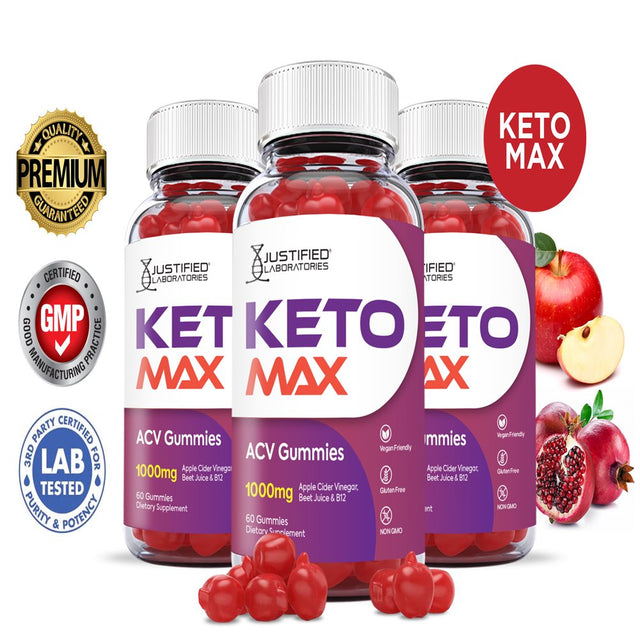 (3 Pack) Keto Max ACV Gummies 1000MG Dietary Supplement 180 Gummys