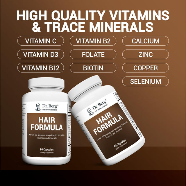 Dr. Berg Hair Formula - Hair Skin and Nails Vitamin with Biotin, 90 Capsules