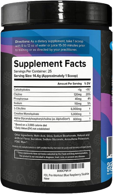 Pre Workout Nootropic Supplement Powder - Blue Raspberry | Enhance Focus, Boost Concentration & Memory | Stimulant-Free, Caffeine-Free, Keto-Friendly | 25 Servings