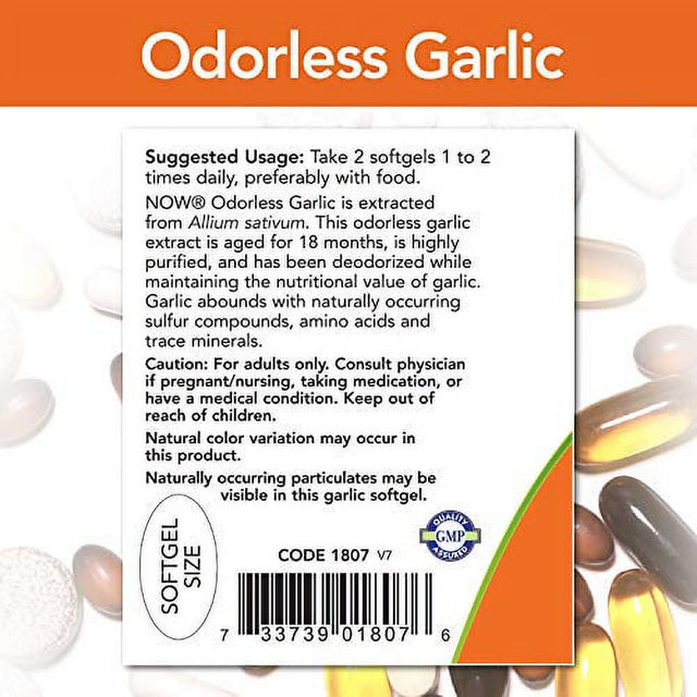 NOW Supplements, Odorless Garlic (Allium Sativum), Concentrated Extract, 100 Softgels