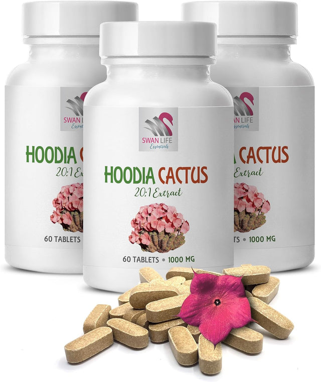 Hoodia Gordonii Pills - HOODIA CACTUS 20:1 EXTRACT - Weight Loss for Women - Appetite Suppressant for Weight Loss Women Hoodia, Hoodia Gordonii Kalahari Desert, Hoodia Cactus, 3 Bottles 180 Tablets