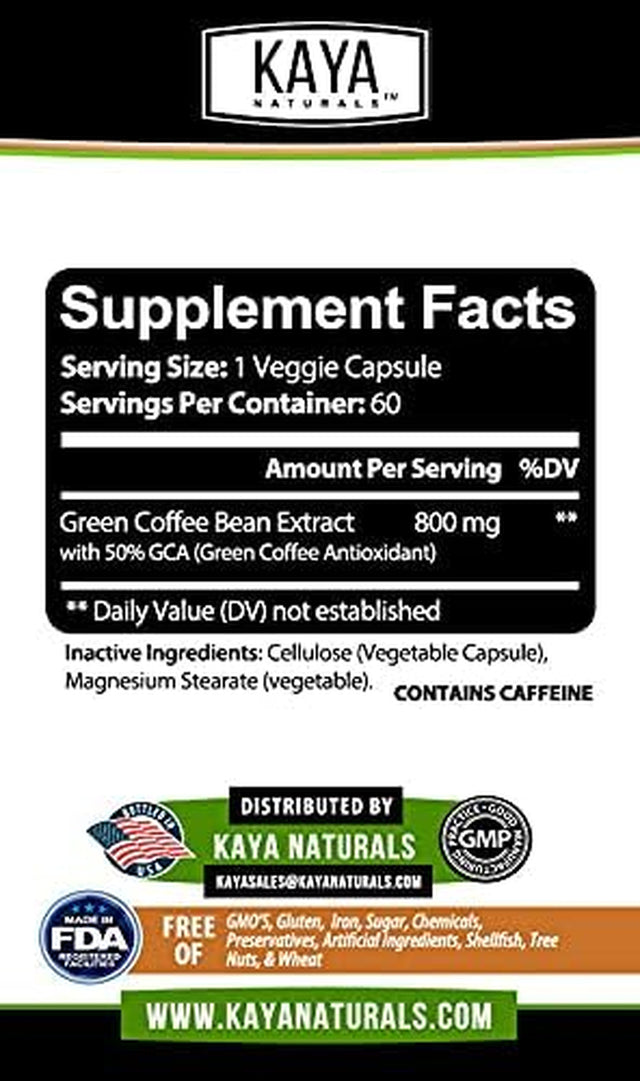 Kaya Naturals Green Coffee Bean 60Ct - Weight Management