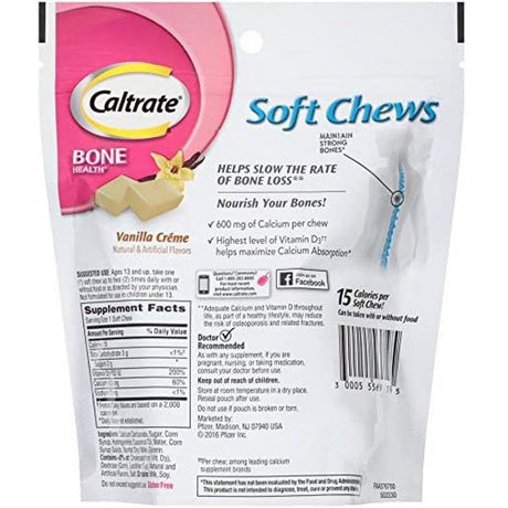 Caltrate Calcium - Vitamin D Soft Chews Vanilla Creme 60 Each