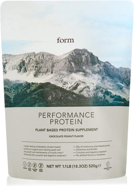 Form Performance Protein - Vegan Protein Powder - 30G of Plant Based Protein per Serving, with Bcaas. Perfect Post Workout. Tastes Great with Just Water! (Chocolate Peanut)