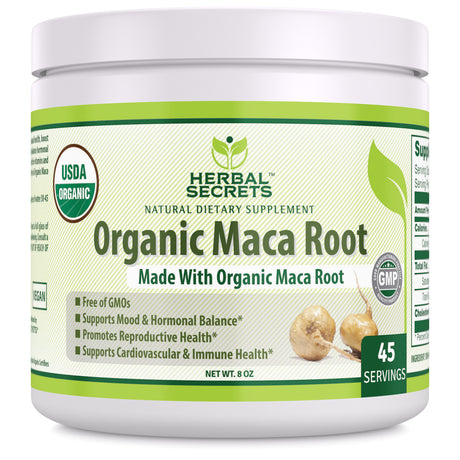 Herbal Secrets Organic Maca Root Powder - 8 Oz Capsules