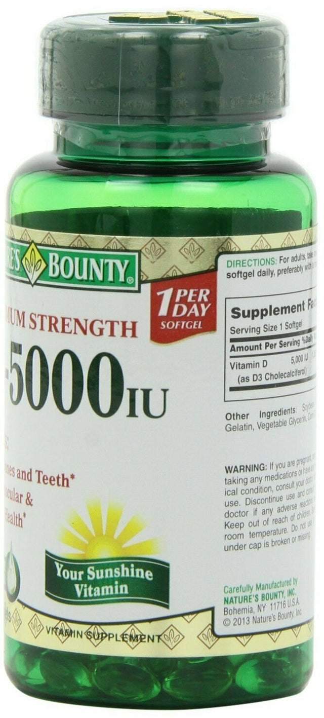 Nature'S Bounty Vitamin D-5000 IU Softgels, Maximum Strength 150 Ea (Pack of 2)