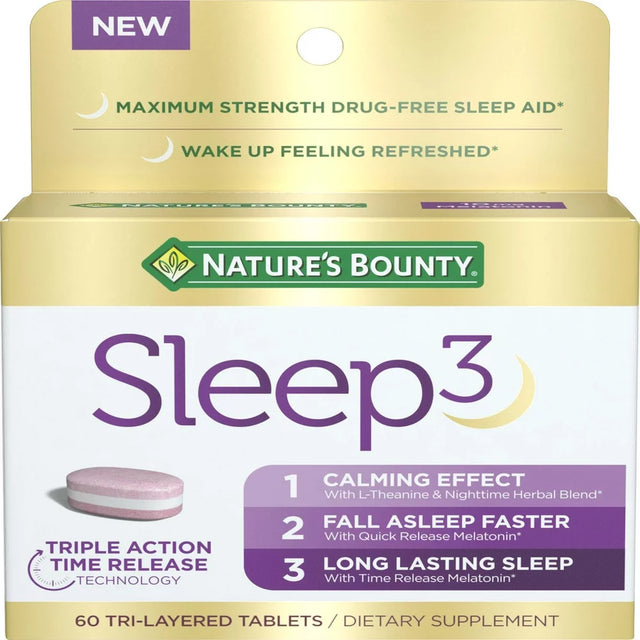 Nature'S Bounty Sleep3 Melatonin, Maximum Strength Drug Free Sleep Aid, Tri-Layered Tablets, 10 Mg, 60 Ct