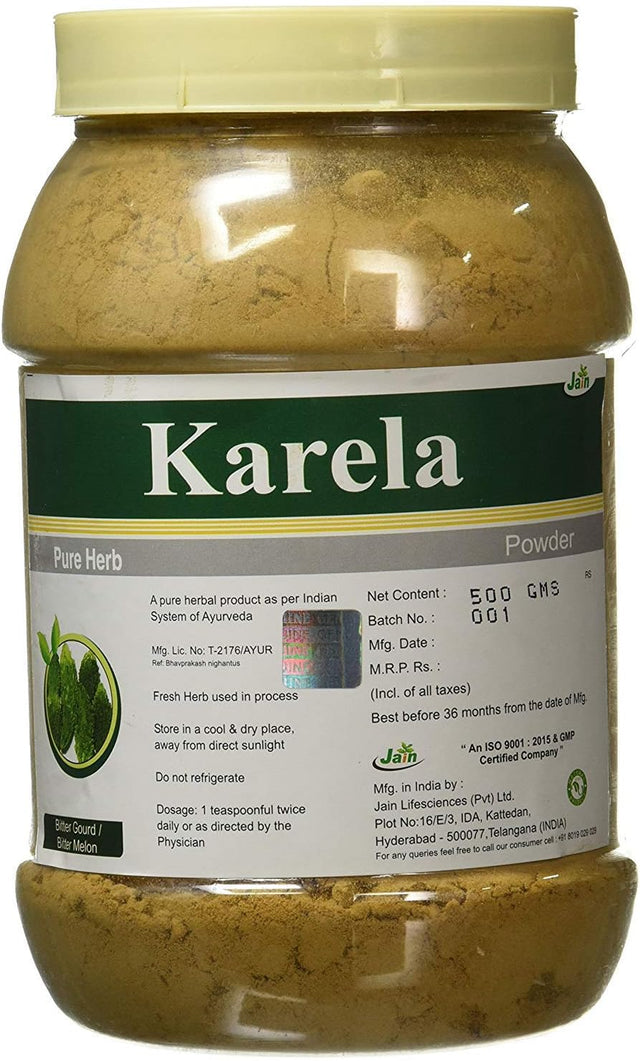 Jain'S Karela (Momordica Charantia/Bitter Gourd) Powder - 500 Gram - Indian Ayurveda'S Pure Natural Herbal Supplement Powder