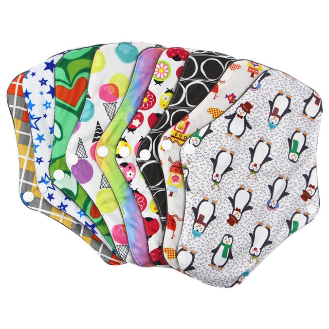 Grofry Menstrual Pad Bamboo Charcoal Fiber Waterproof Menstrual Pad Women Sanitary Washable Reusable