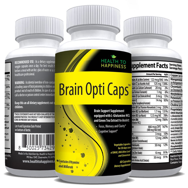 Brain Opti Caps - Brain Supplement for Focus, Memory & Clarity for Cognitive Support