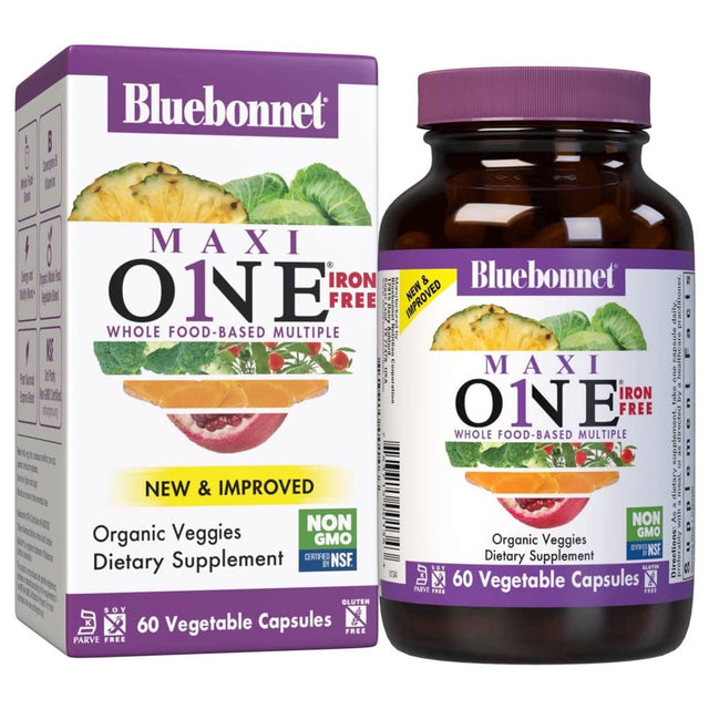 Bluebonnet Nutrition - Maxi One Whole Food-Based Multiple Iron-Free - 60 Vegetable Capsule(S)