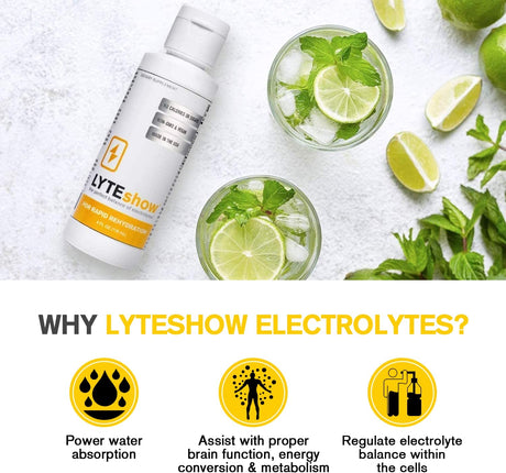 Lyteshow Electrolyte Drops for Water Sugar-Free for Hydration and Immune Support - 50 Single Servings - Keto Friendly - Zinc and Magnesium for Rapid Rehydration, Workout, Muscle Recovery and Energy