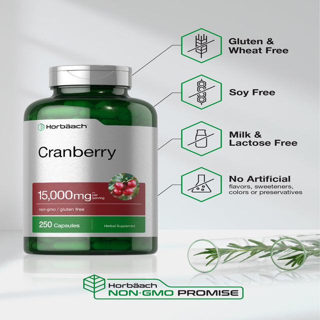 Cranberry + Vitamin C Extract | 15,000Mg | 250 Capsules | by Horbaach