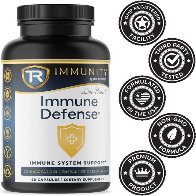 Immune Defense | Immune Support Supplement Blend with Powerful Probiotics, Echinacea, Vitamin C and Zinc - 60 Immune Booster Capsules