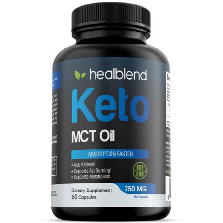 Healblend Keto MCT Oil Capsules 3000Mg - Natural Exogenous Ketones, Ketosis Diet Pills Support Energy & Fat Burner - Ketogenic Supplements for Men Women - 60 Count