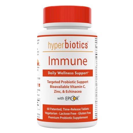 Hyperbiotics Immune Daily Wellness Support - Bioavailable Vitamin C, Zinc, & Echinacea with EPICOR - 60 Time Release Tablets