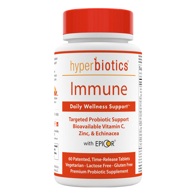 Hyperbiotics Immune Daily Wellness Support - Bioavailable Vitamin C, Zinc, & Echinacea with EPICOR - 60 Time Release Tablets