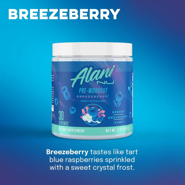 Alani Nu Pre Workout Powder | Amino Energy Boost | Endurance Supplement | Sugar Free | 200Mg Caffeine | L-Theanine, Beta-Alanine, Citrulline | 30 Servings (Breezeberry)