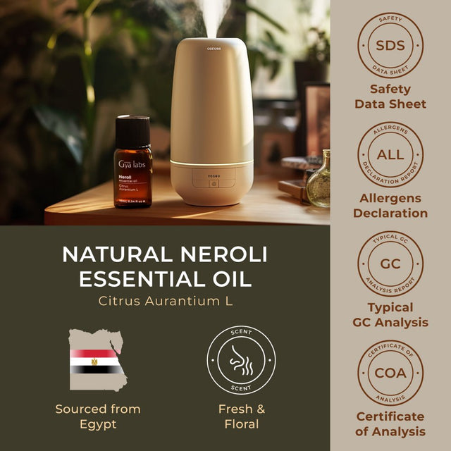 Gya Labs Neroli Essential Oil for Diffuser - Natural Fragrance Neroli Oil for Skin - Neroli Essential Oil for Aromatherapy, Soap & Candle Making (0.34 Fl Oz)