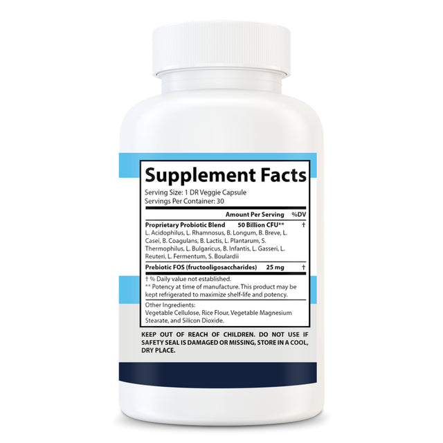 GHS Probiotic 50 Billion Probiotic CFU Contains 15 Different Strains of Probiotics Also Contains Prebiotic Supports Digestive Health, Improves Immune System