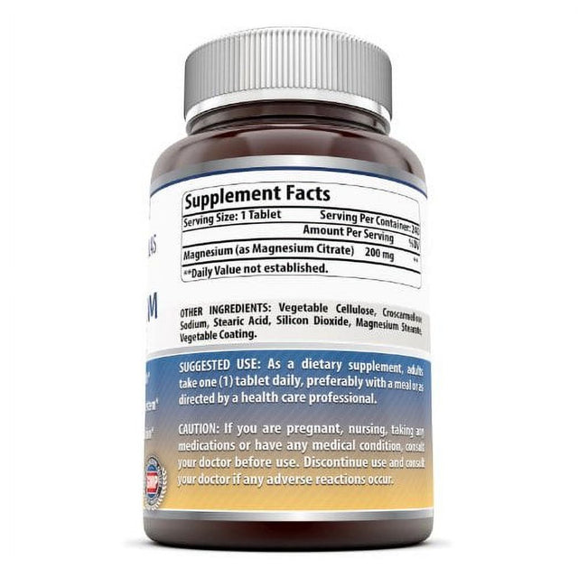 Amazing Formulas Magnesium Citrate Dietary Supplement - 200 Mg, 240 Tablets- Supports Cardiovascular Health, Immune System, Muscle & Nerve Functions*